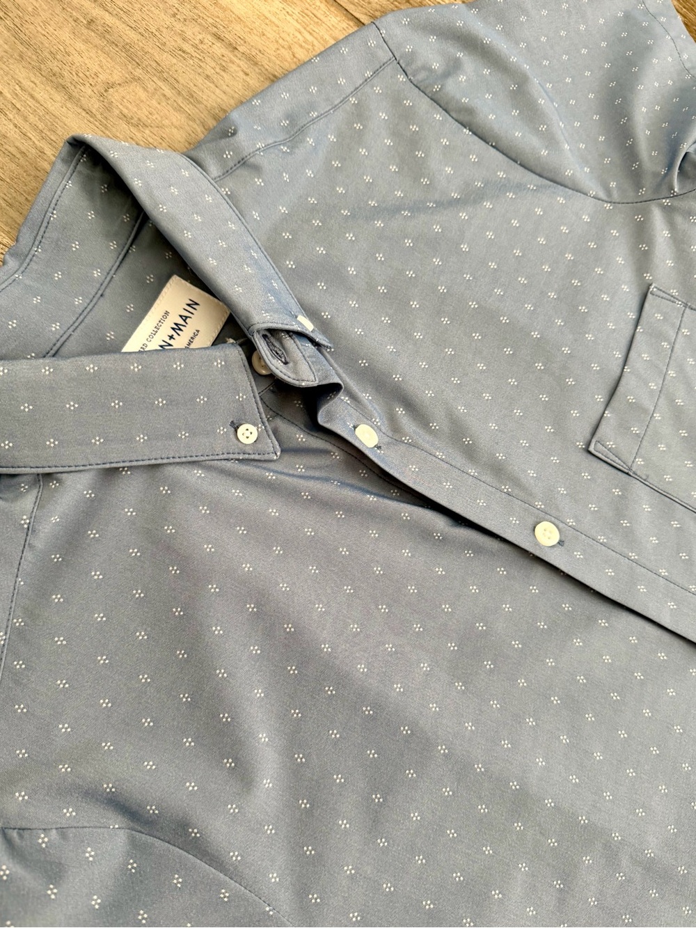 Men's Mizzen & Main Leeward USA Gray Micro-Print Button-Down Shirt Perf S/S